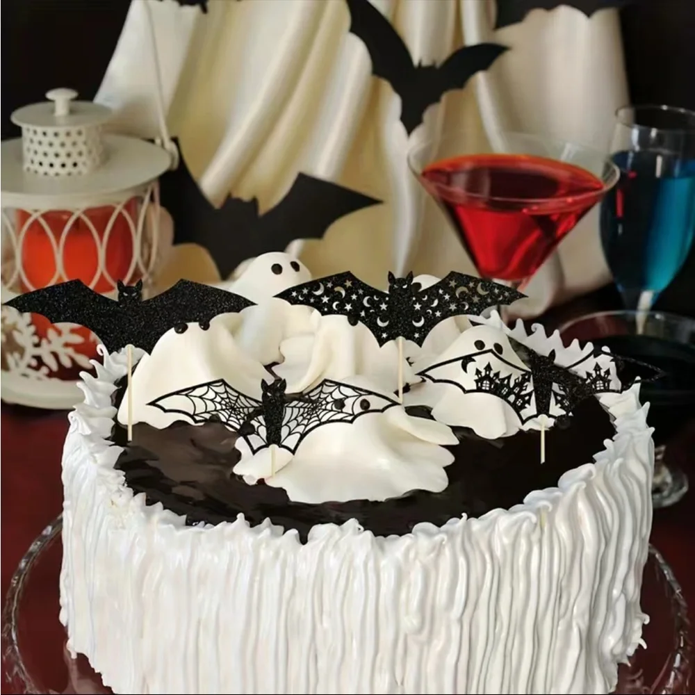 NEW Retro Halloween Party Bat Themed Cake or Cupcake Toppers 12-pcs Set